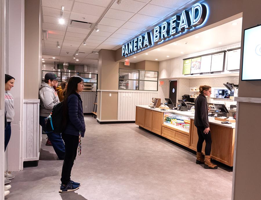 Students at order counter at Panera Bread located in campus Union
