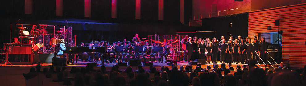 Students in the Rensselaer Chorus and Orchestra performed on stage with Josh Groban at EMPAC.