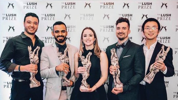 Carolina Motter Catarino poses with other winners of the Lush Prize.