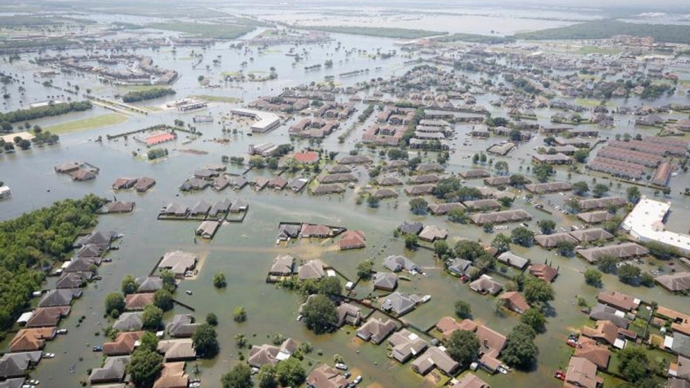 Flooded housing development
