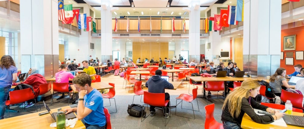 Students gathering at the Union