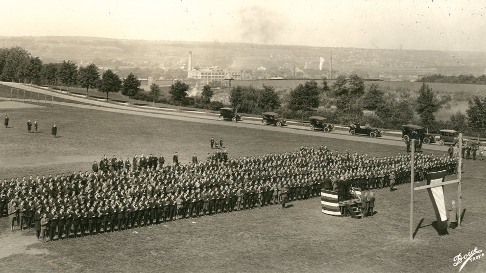 Members of the Student Army Training Corps on '86 Field 