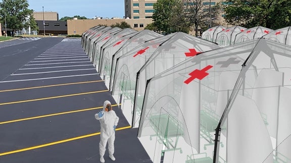Rendering of overflow health care structures