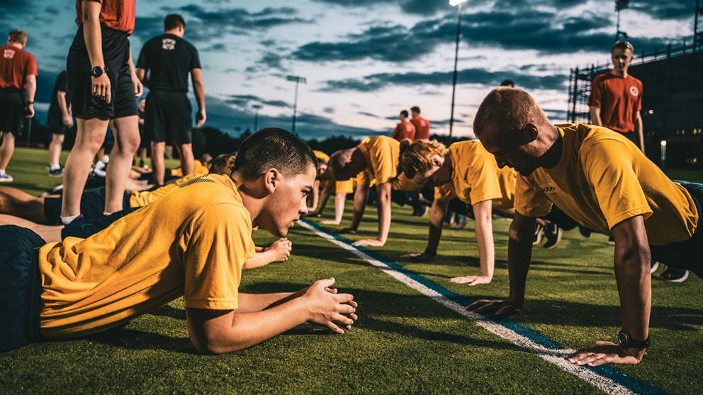 Navy ROTC students take part in New Student Orientation (NSO) each fall to learn about being midshipmen at Rensselaer.