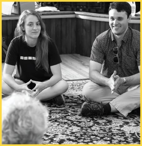 Group of students sitting on floor in discussion