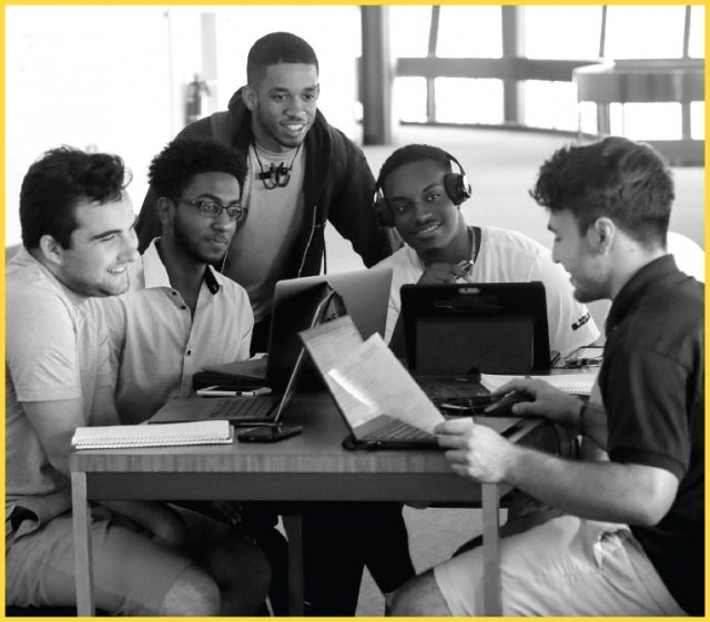 Group of students working together at a table