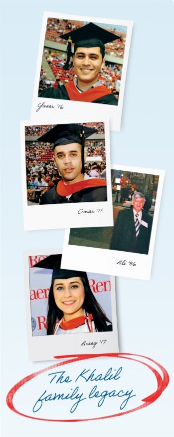 Photos of Areeg Khalil, her brothers, and her father.